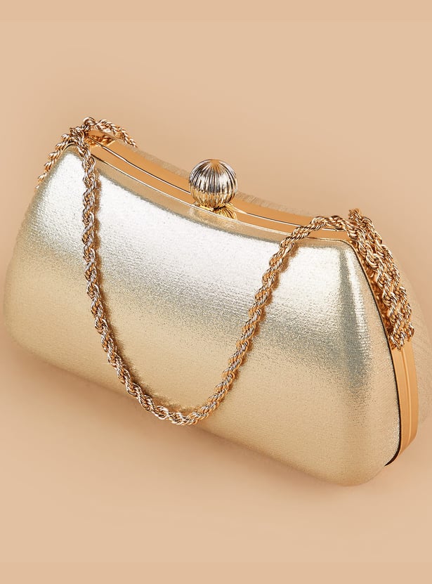 CODE Shimmery Clutch with Chain Strap