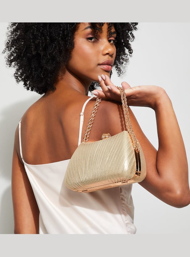 CODE Shimmery Clutch with Chain Strap