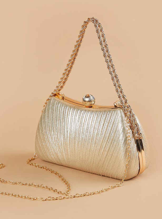 CODE Shimmery Clutch with Chain Strap