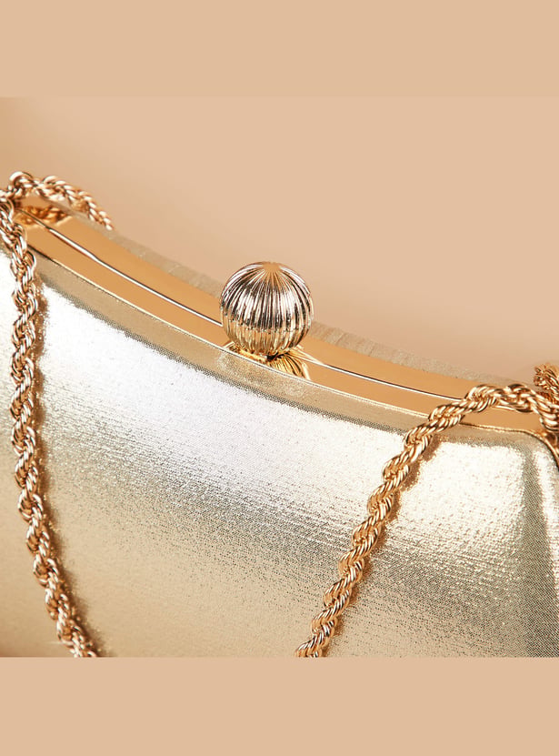 CODE Shimmery Clutch with Chain Strap