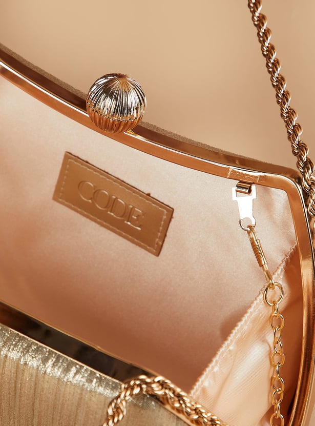 CODE Shimmery Clutch with Chain Strap
