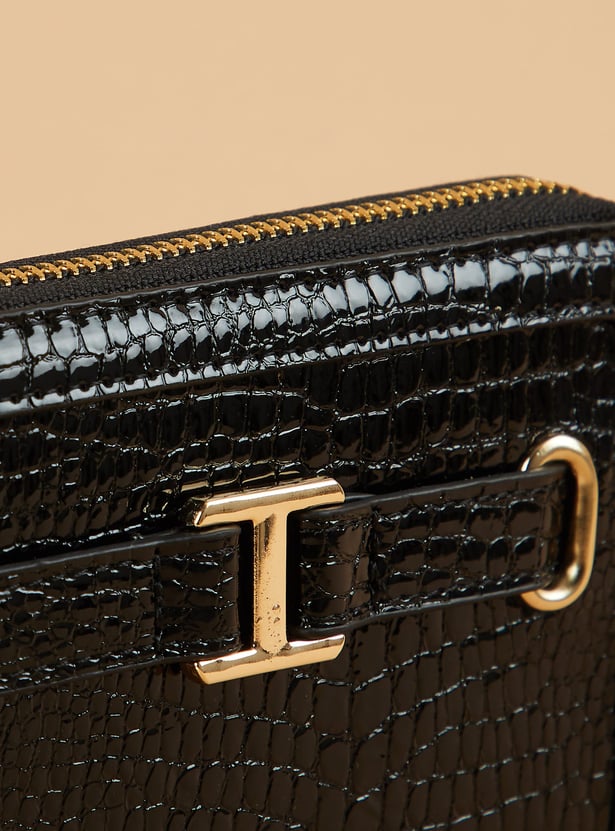 GINGER Croc Embossed Zip-Around Wallet