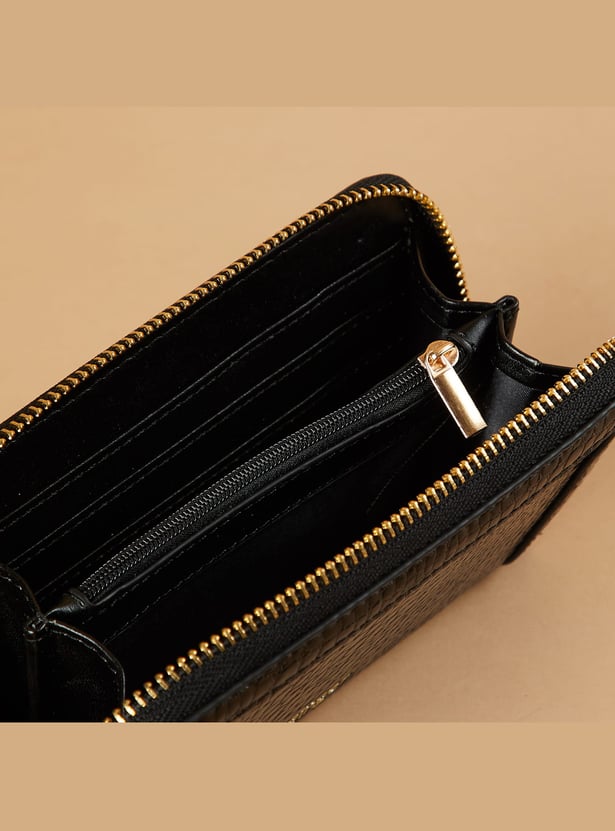 GINGER Croc Embossed Zip-Around Wallet