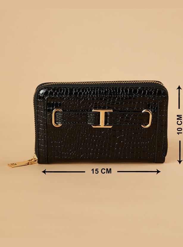 GINGER Croc Embossed Zip-Around Wallet