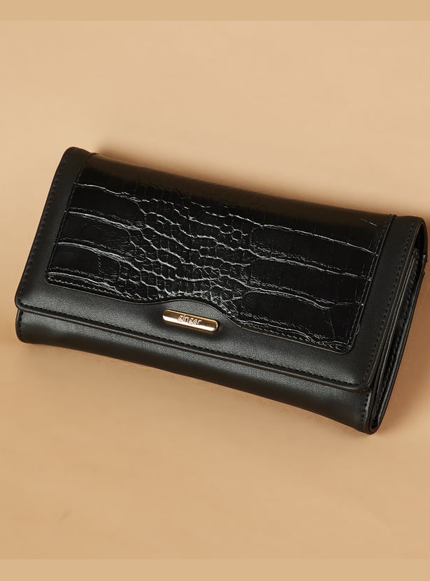 GINGER Croc Embossed Flap Wallet