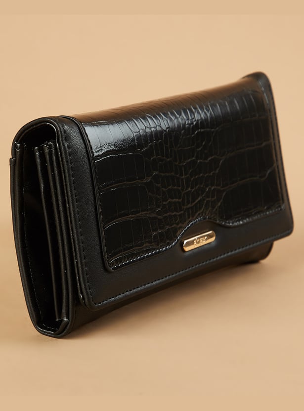 GINGER Croc Embossed Flap Wallet