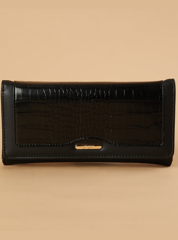 GINGER Croc Embossed Flap Wallet