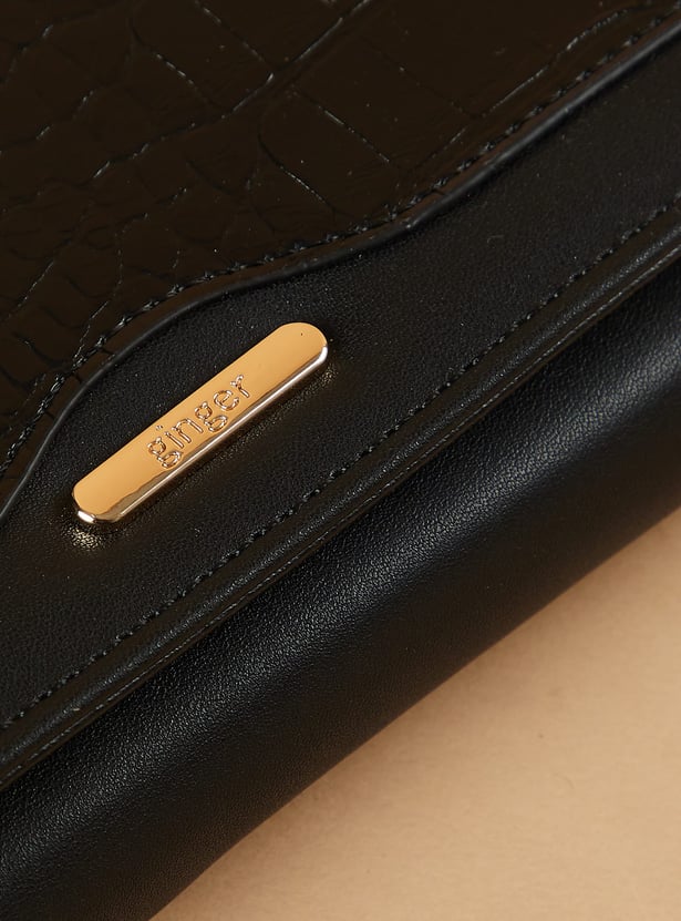 GINGER Croc Embossed Flap Wallet