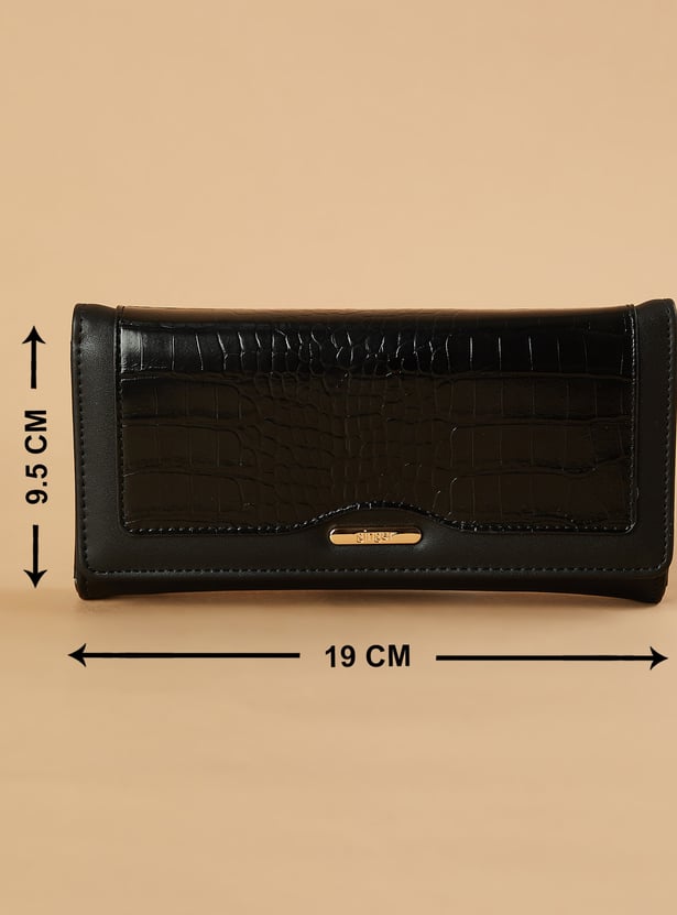GINGER Croc Embossed Flap Wallet