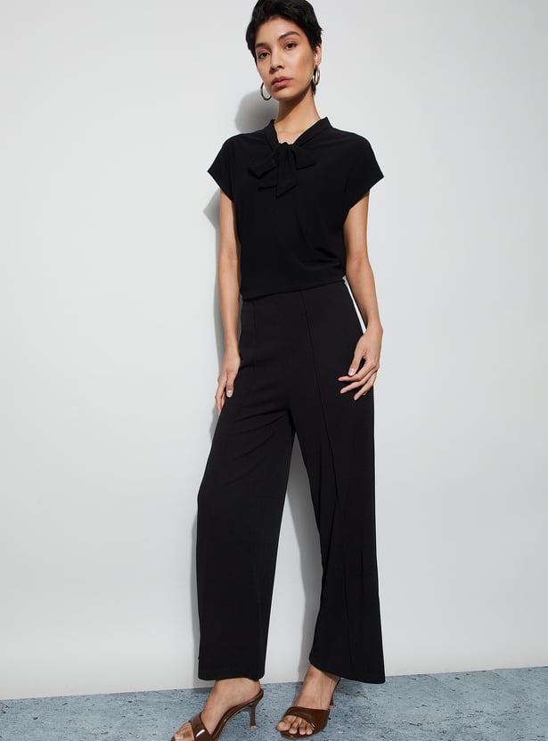 CODE Pintuck Wide-Leg Trousers