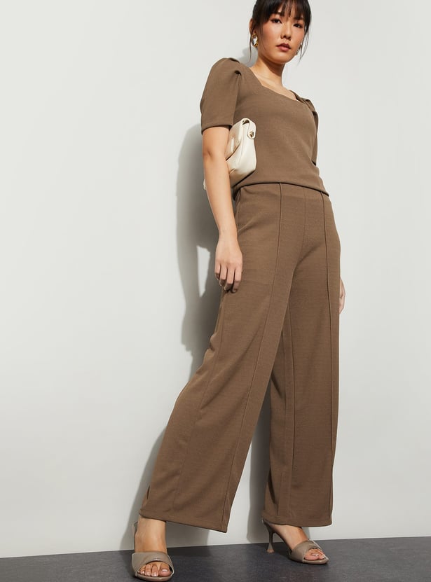 CODE Pintuck Wide-Leg Trousers