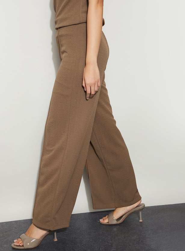 CODE Pintuck Wide-Leg Trousers