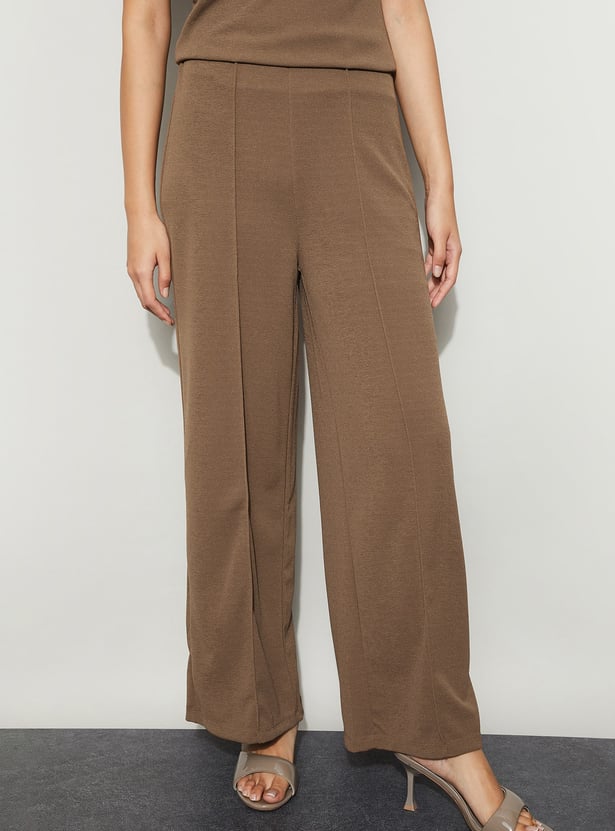 CODE Pintuck Wide-Leg Trousers