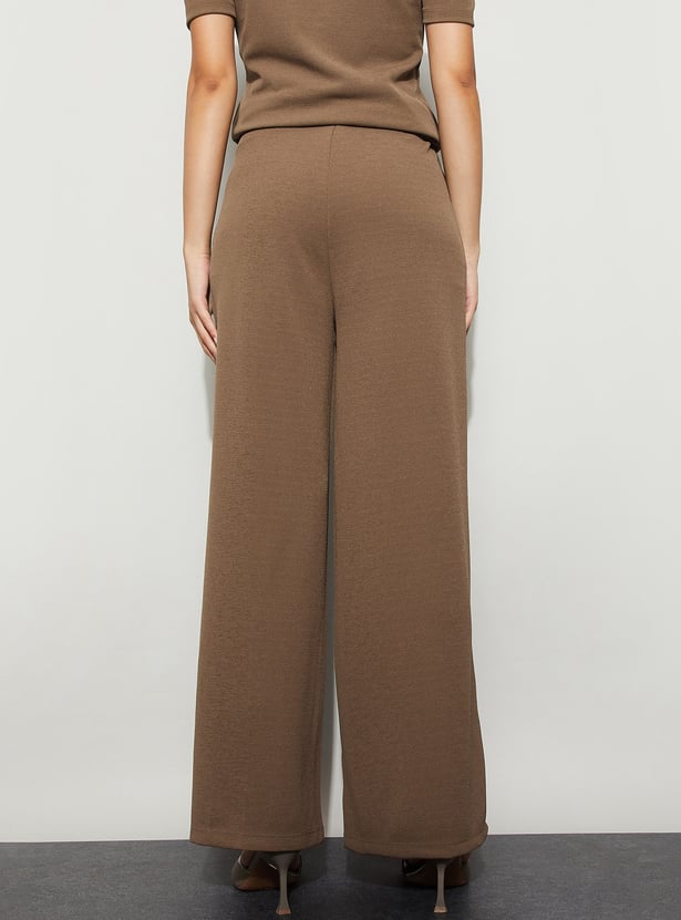 CODE Pintuck Wide-Leg Trousers