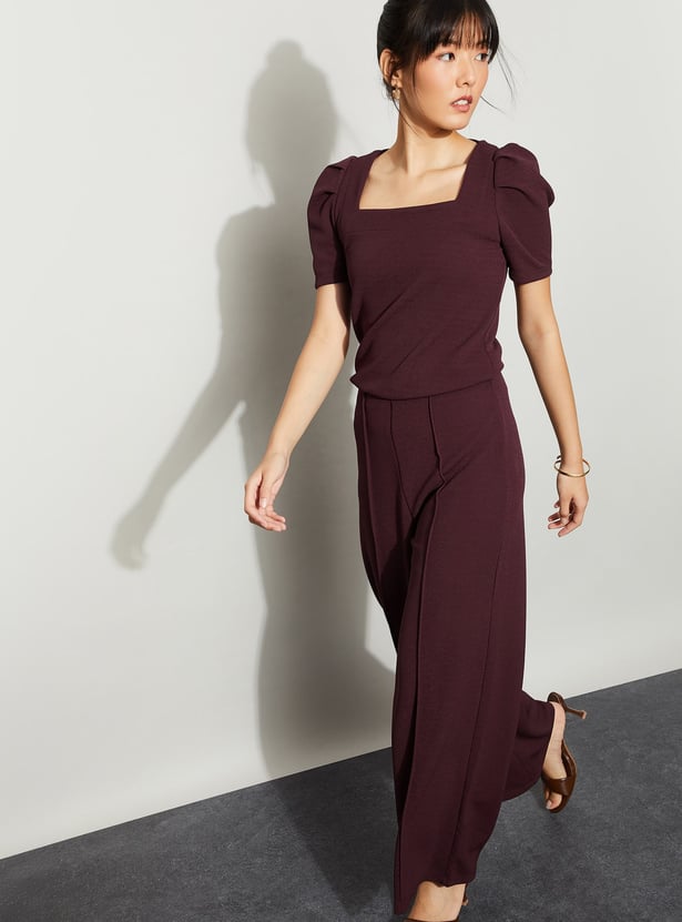 CODE Pintuck Wide-Leg Trousers