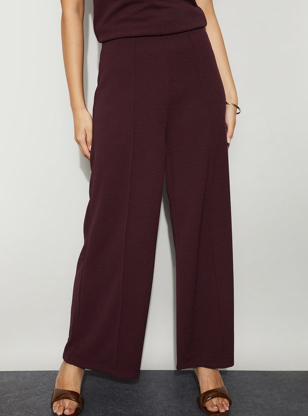 CODE Pintuck Wide-Leg Trousers