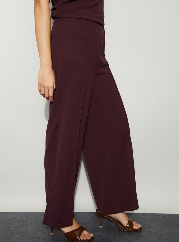 CODE Pintuck Wide-Leg Trousers