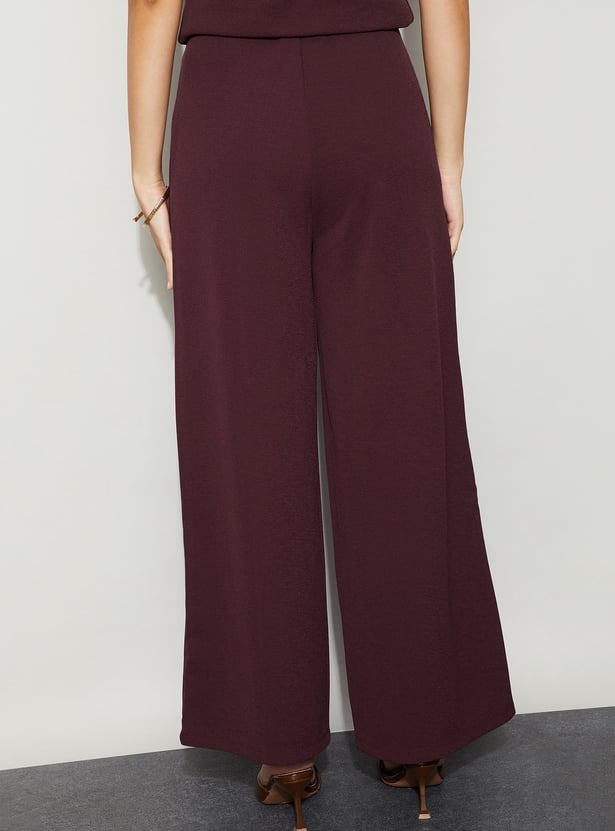 CODE Pintuck Wide-Leg Trousers