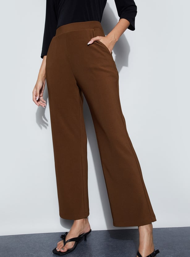 CODE Textured Wide Leg Trousers