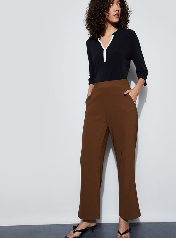 CODE Textured Wide Leg Trousers