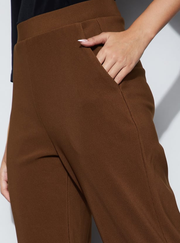 CODE Textured Wide Leg Trousers