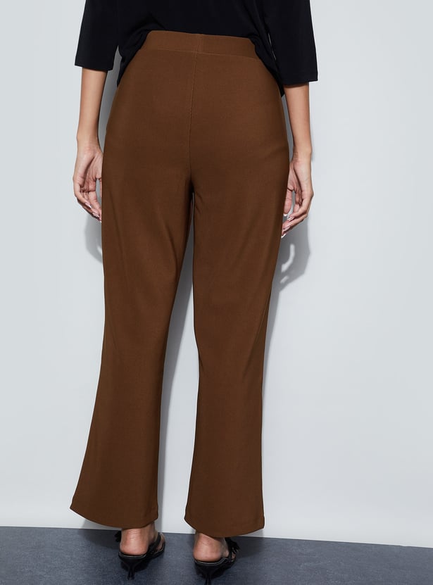 CODE Textured Wide Leg Trousers