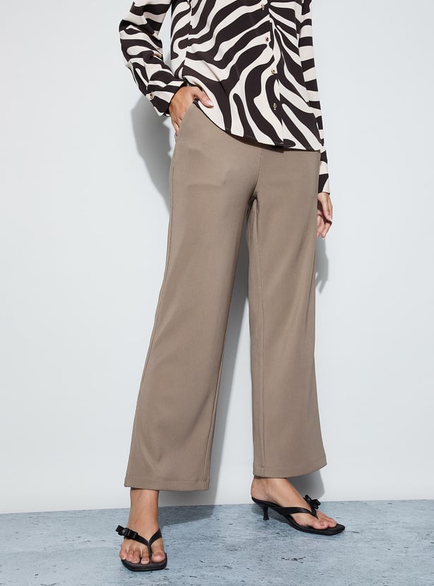 CODE Textured Wide Leg Trousers