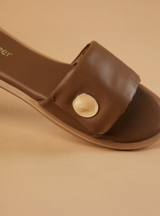 GINGER Textured Open Toe Flats