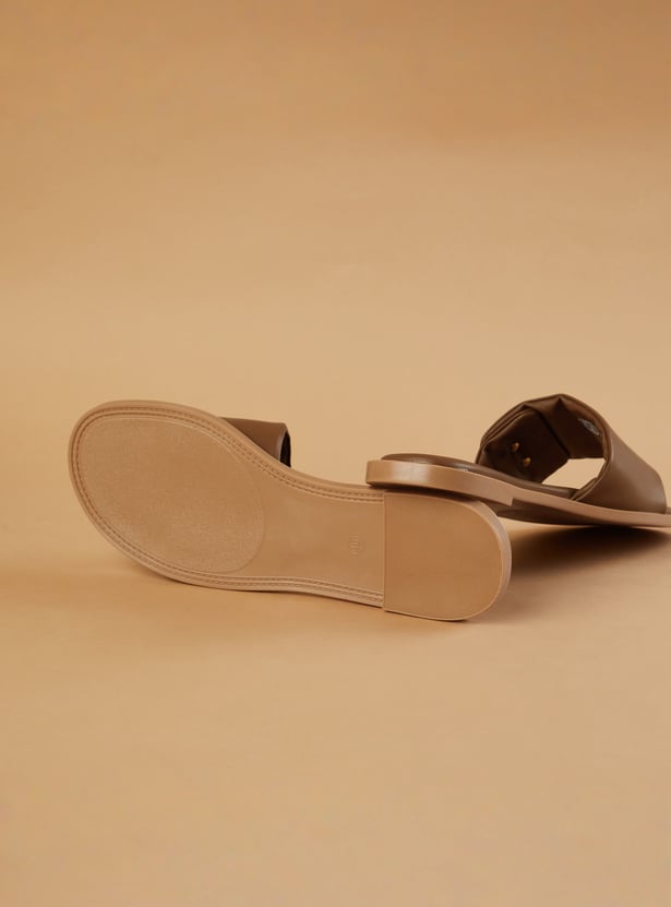 GINGER Textured Open Toe Flats