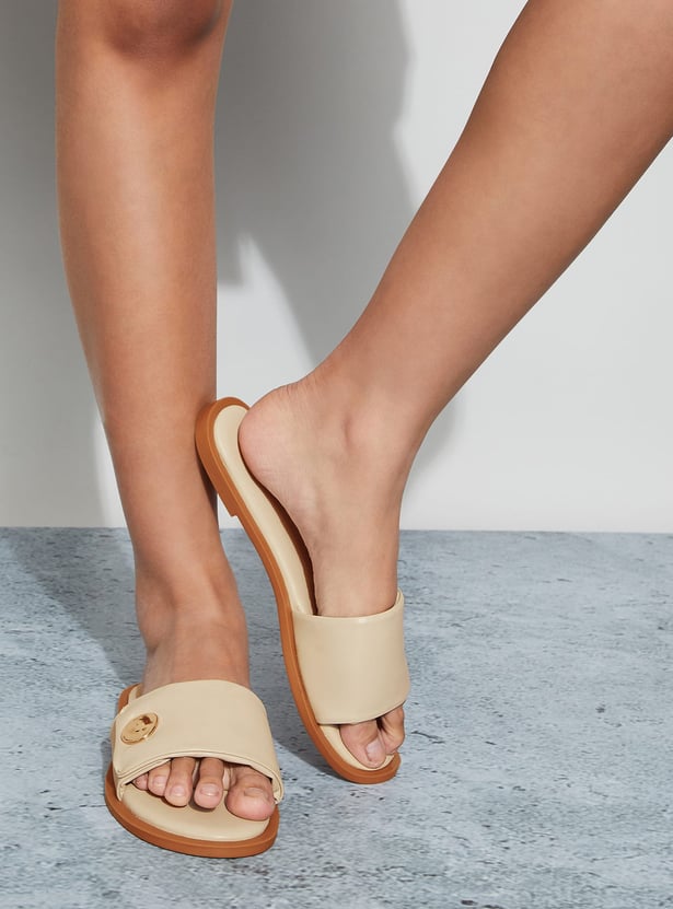 GINGER Textured Open Toe Flats