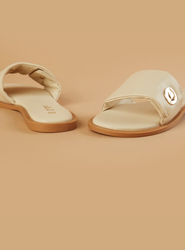 GINGER Textured Open Toe Flats