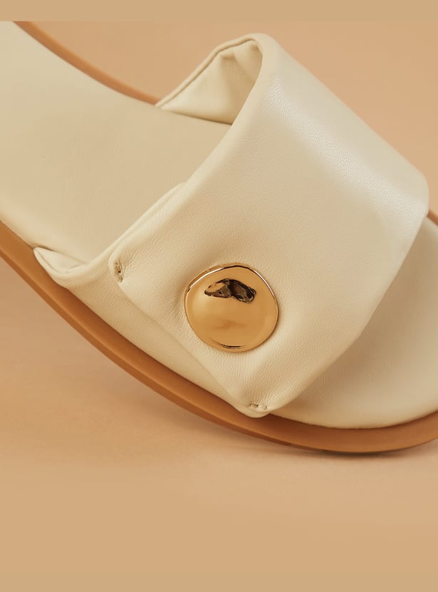 GINGER Textured Open Toe Flats