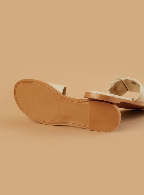 GINGER Textured Open Toe Flats