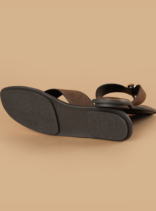 GINGER Metal Accent V-Strap Flats