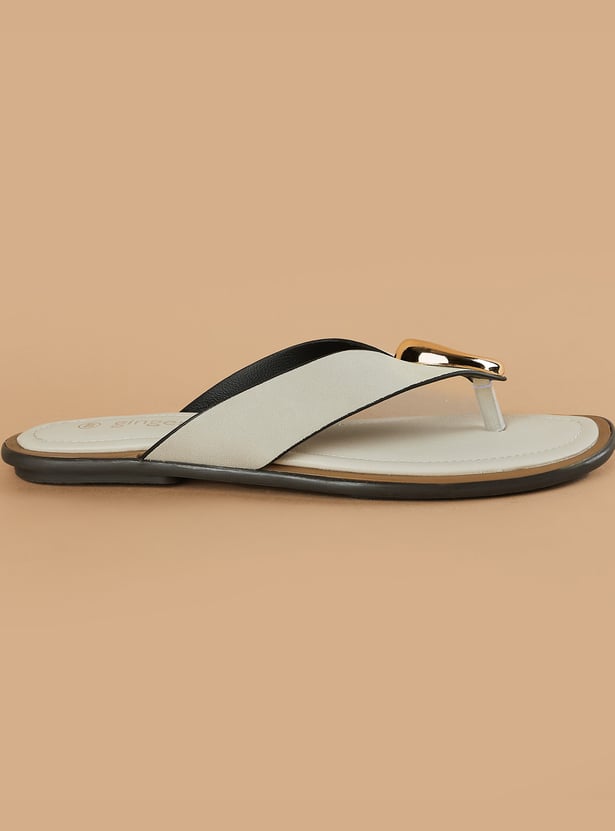 GINGER Metal Accent V-Strap Flats