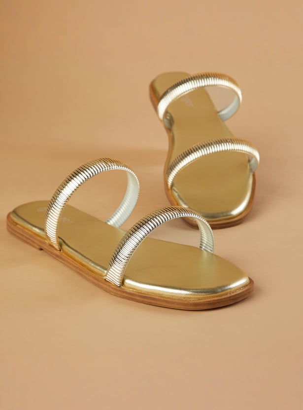 GINGER Glossy Open Toe Flats