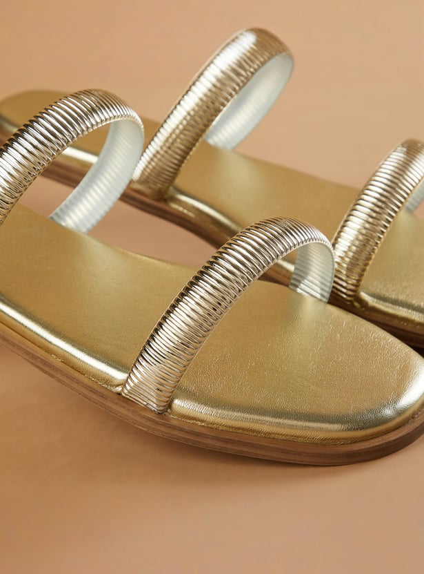 GINGER Glossy Open Toe Flats
