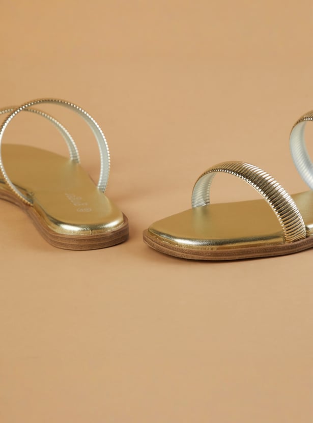 GINGER Glossy Open Toe Flats