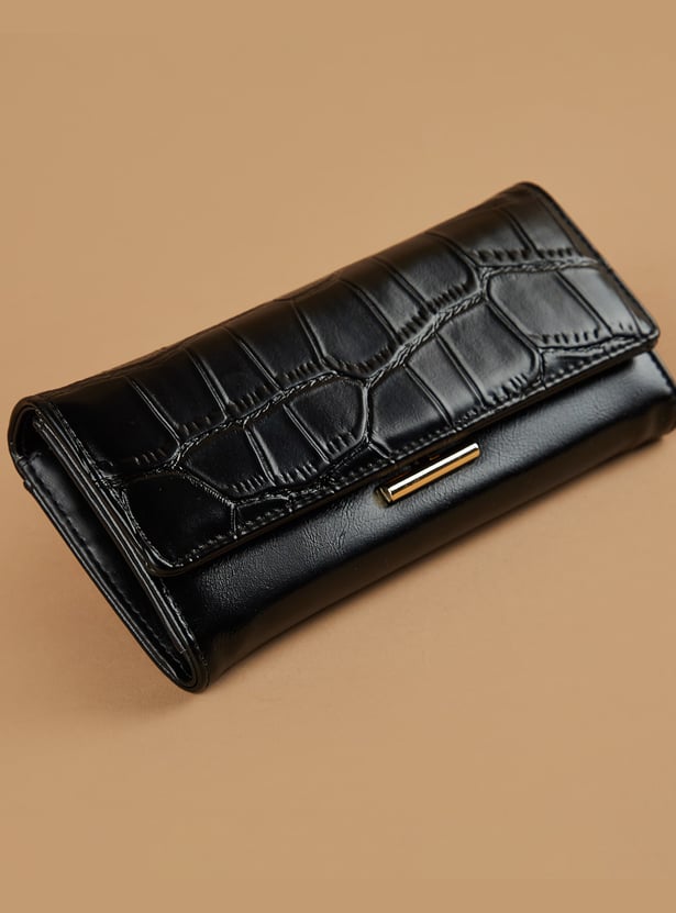 GINGER Croc Embossed Flap Wallet
