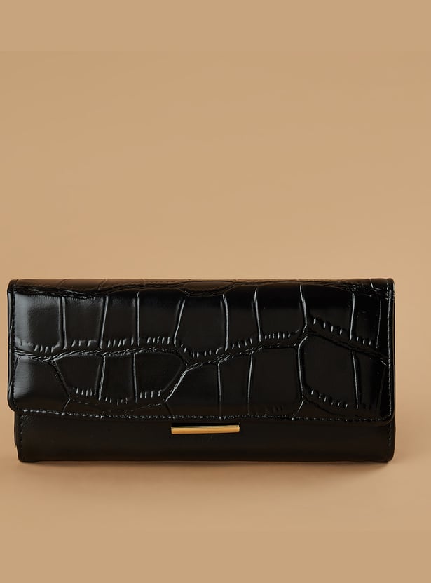 GINGER Croc Embossed Flap Wallet