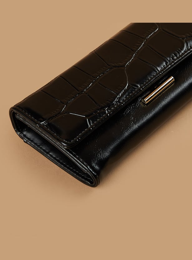 GINGER Croc Embossed Flap Wallet