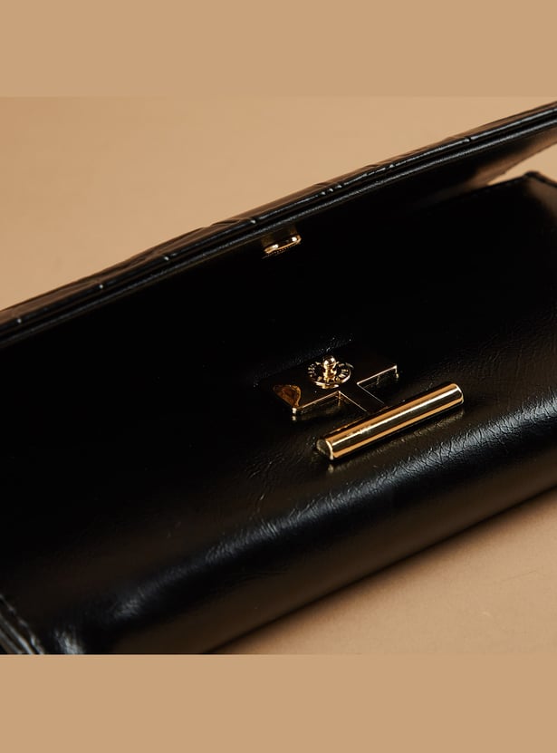 GINGER Croc Embossed Flap Wallet