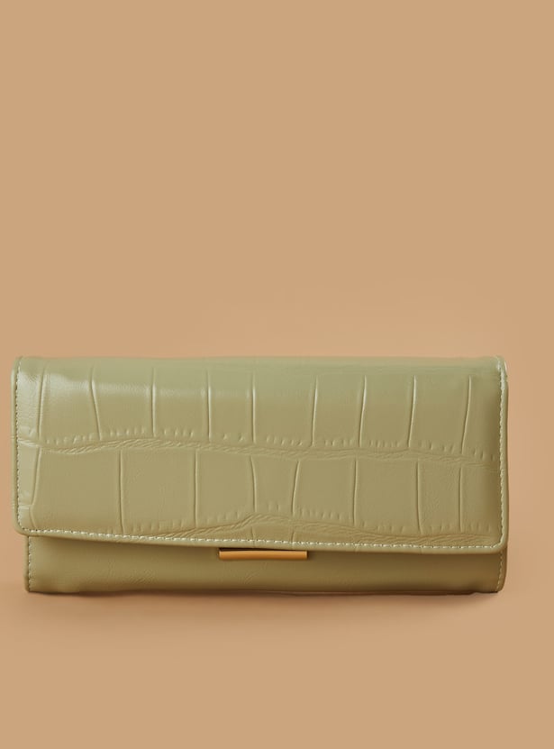 GINGER Croc Embossed Flap Wallet