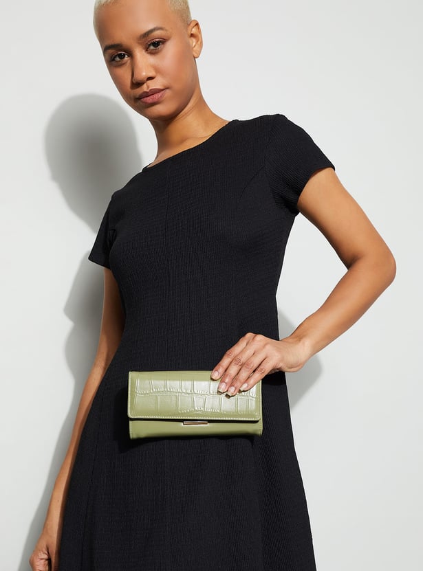 GINGER Croc Embossed Flap Wallet