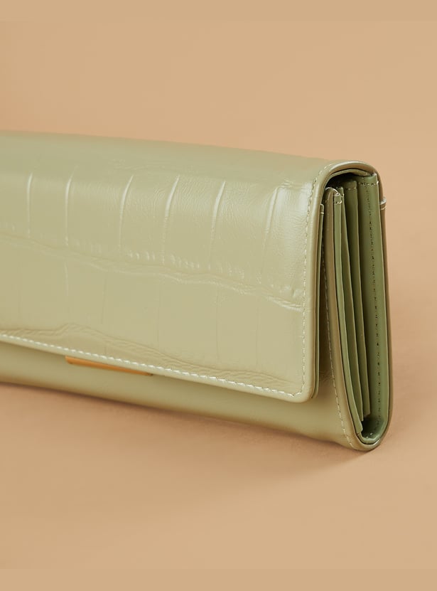 GINGER Croc Embossed Flap Wallet