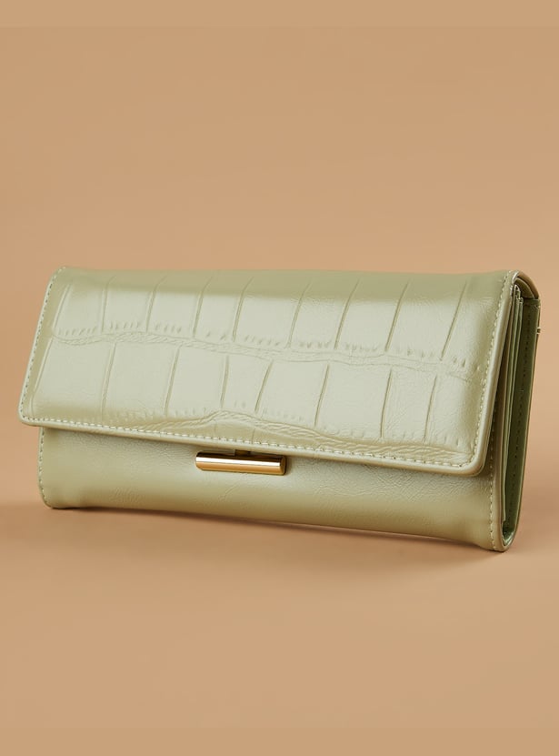 GINGER Croc Embossed Flap Wallet