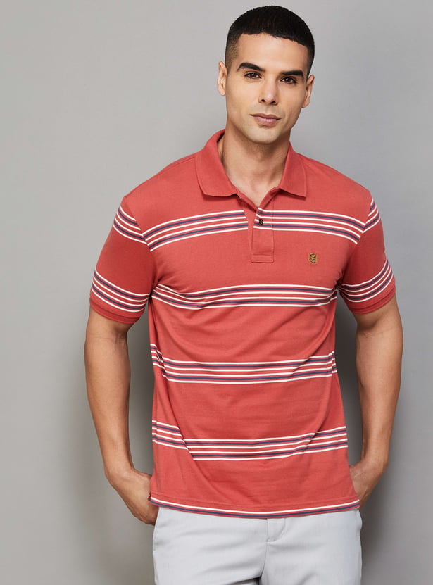 FAHRENHEIT Striped Polo T-shirt