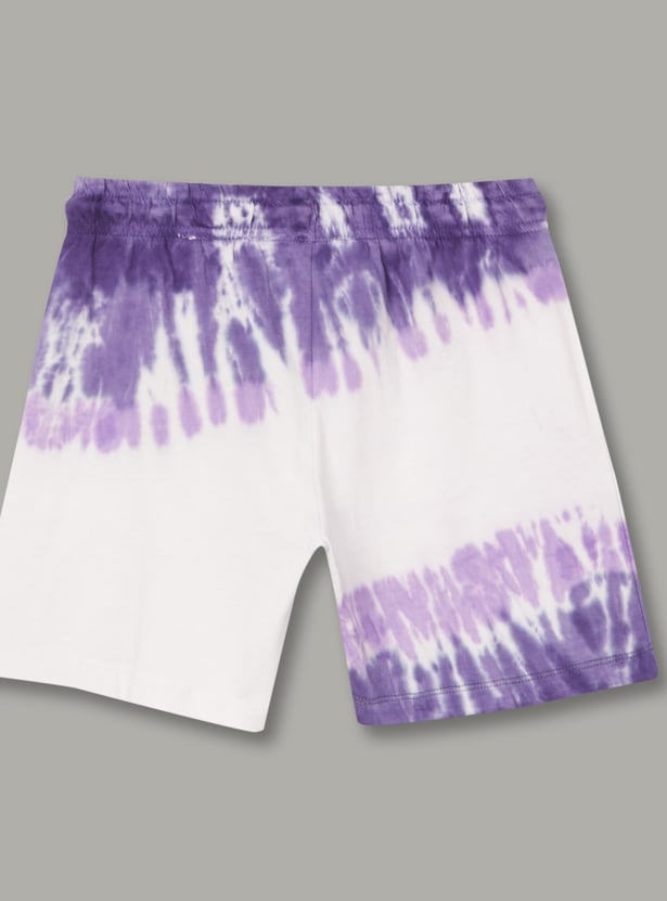 KIDSVILLE Girls Tie & Dye Printed Shorts