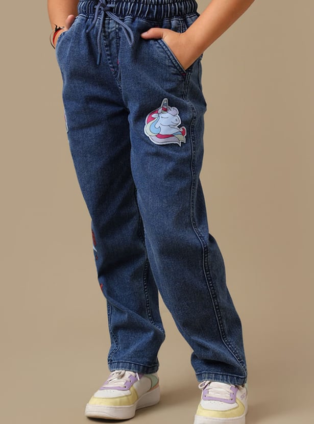 KIDSVILLE Girls Printed Jeans