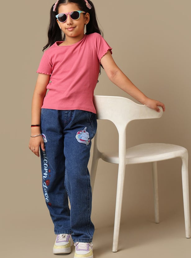 KIDSVILLE Girls Printed Jeans